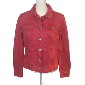 Lands' End Pink Jean Jacket. Size S. Full Button Down. 100% Cotton.